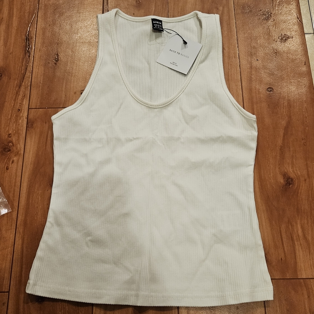 Shein ribbed v neck back to basics tank top